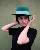Emerald Velvet Canotier