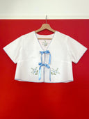 Blue Cornflower Set - Woman Blouse S and Petit Oiseau Blouse 6M