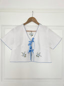 Blue Cornflower Set - Woman Blouse S and Petit Oiseau Blouse 6M